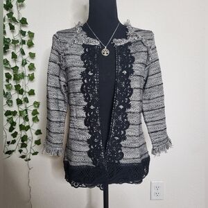 💚HP💚NWT Chico's Lace Tweed Multi Pattern Long Sleeve Textured Cardigan